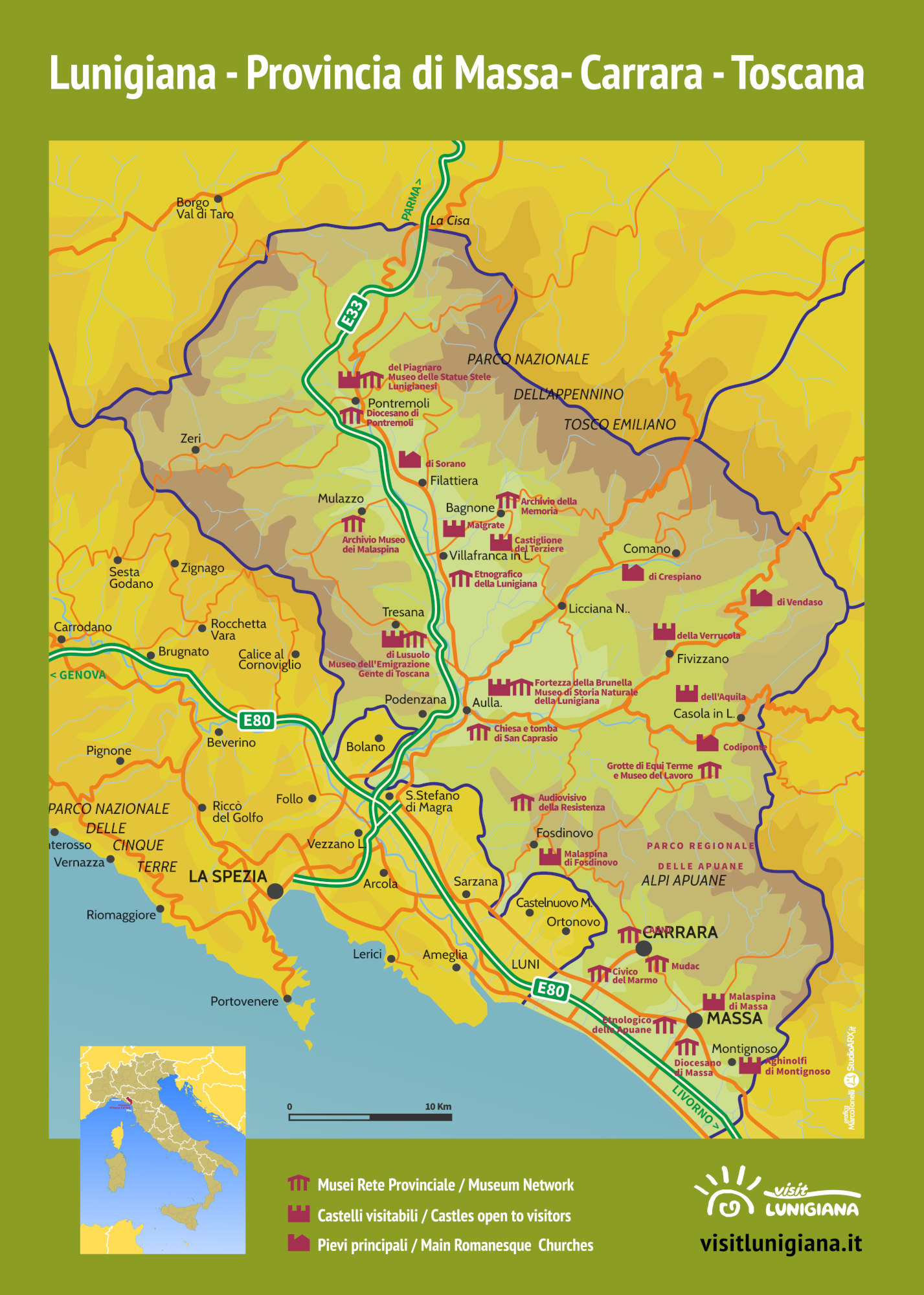 Mappa della Lunigiana