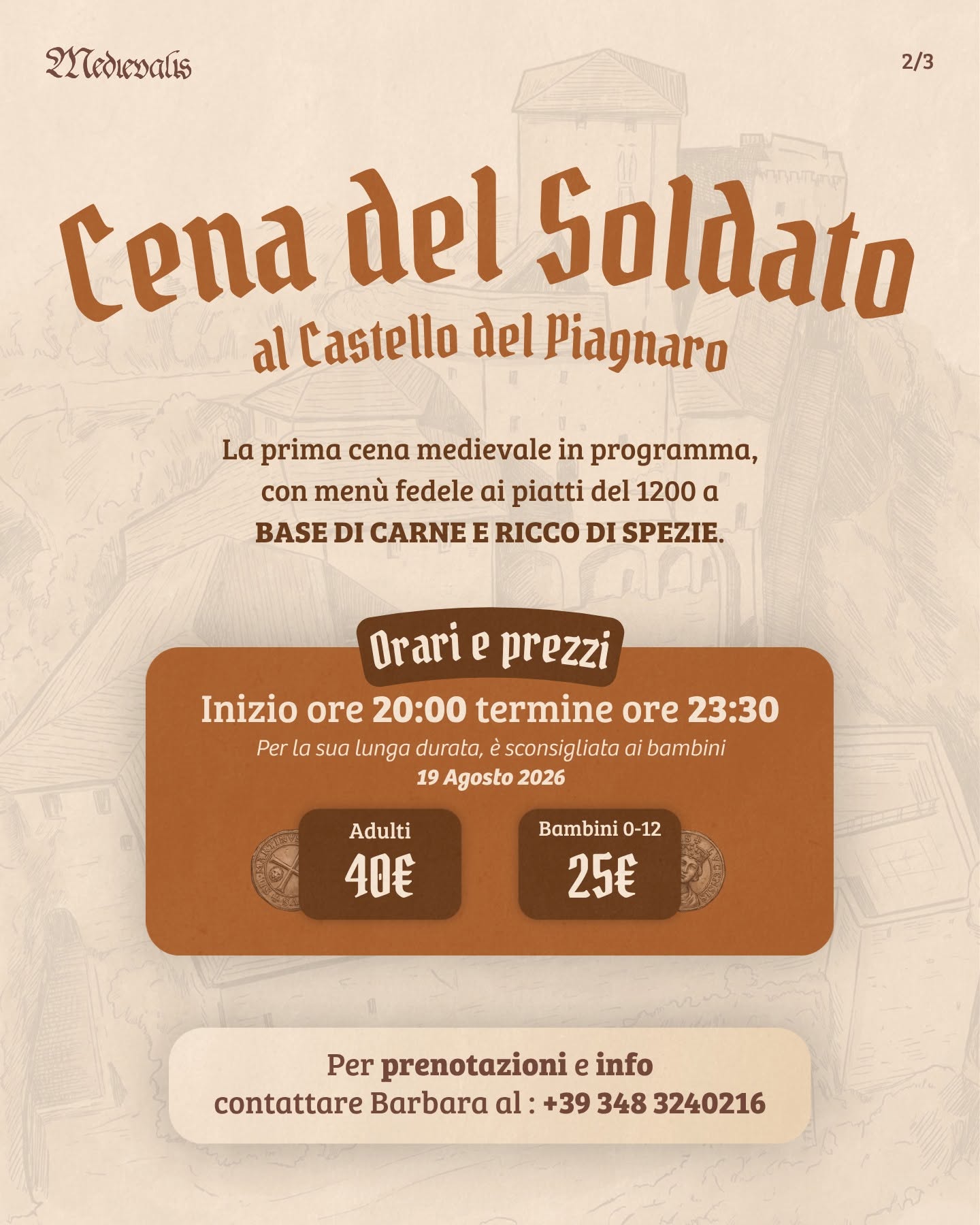 cena soldato medievalis 2026